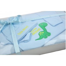 Personalised Baby Boy Dinosaur Blanket Sleepsuit & Hat Boxed Gift Set